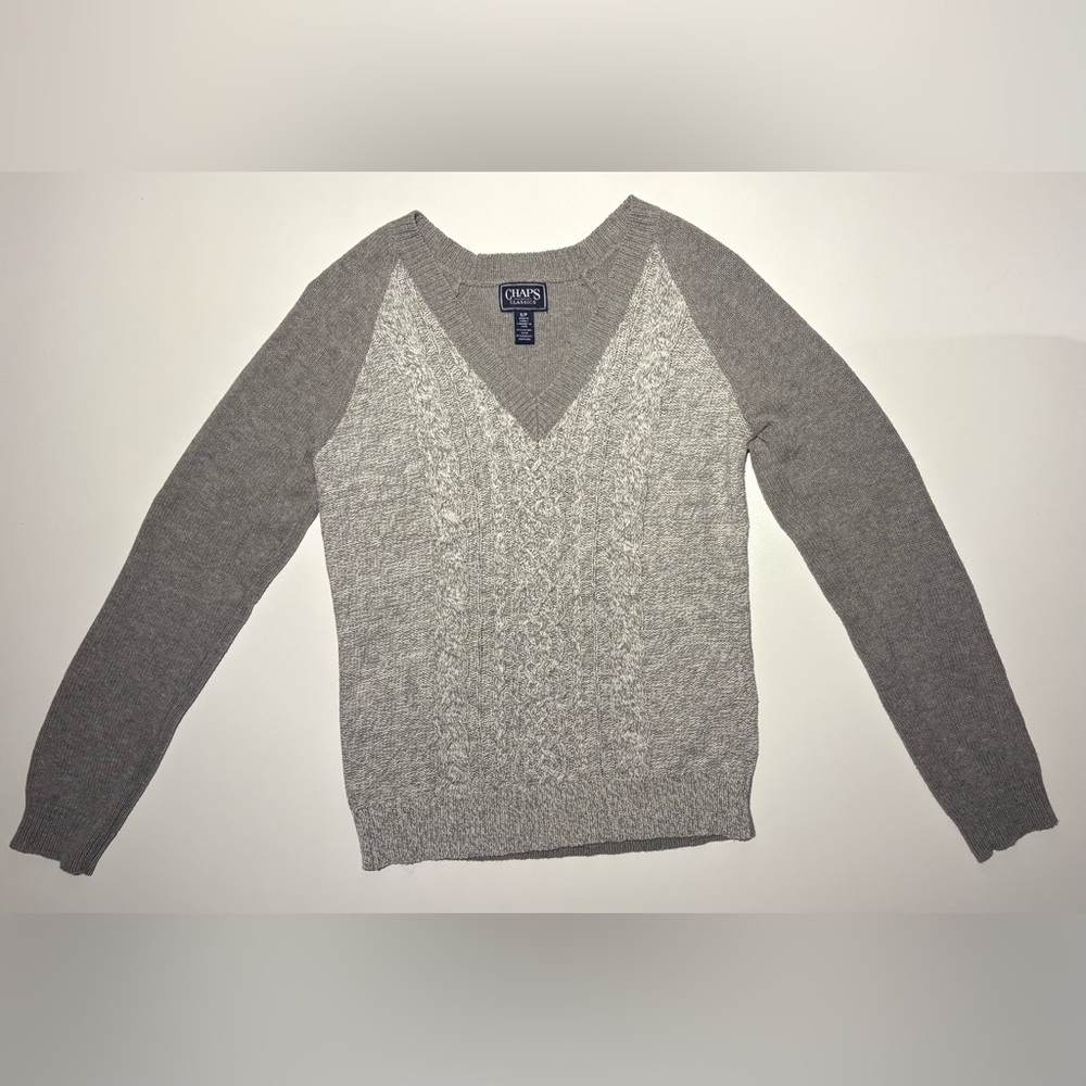 Women’s Chaps Light Grey V-Neck Sweater